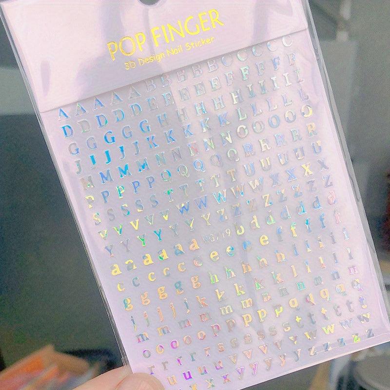 Gradient Nail Stickers English Alphabet Nail Decoration