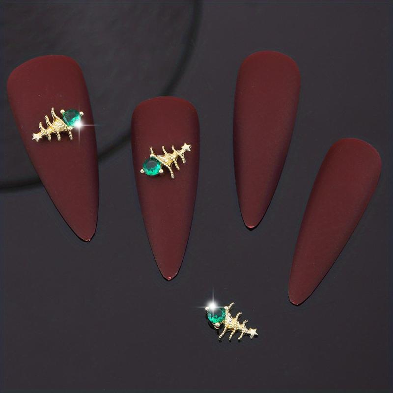 3pcs 3D Christmas Nail Art Charms With Rhinestones - Tree Nail Art Accessories