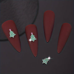 3pcs 3D Christmas Nail Art Charms With Rhinestones - Tree Nail Art Accessories