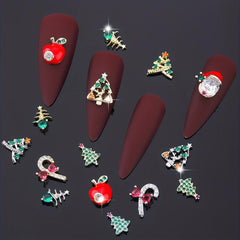 3pcs 3D Christmas Nail Art Charms With Rhinestones - Tree Nail Art Accessories