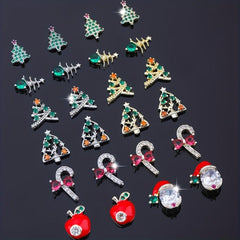 3pcs 3D Christmas Nail Art Charms With Rhinestones - Tree Nail Art Accessories