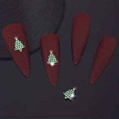 3pcs 3D Christmas Nail Art Charms With Rhinestones - Tree Nail Art Accessories