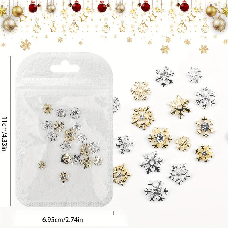 Snowflake Nail Charms 3D Crystals Rhinestones Perfect for Christmas Nail Art