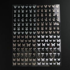 Glitter Rabbit Bowtie Butterfly Nail Art Stickers Self Adhesive Decals