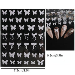 Glitter Rabbit Bowtie Butterfly Nail Art Stickers Self Adhesive Decals