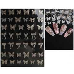 Glitter Rabbit Bowtie Butterfly Nail Art Stickers Self Adhesive Decals