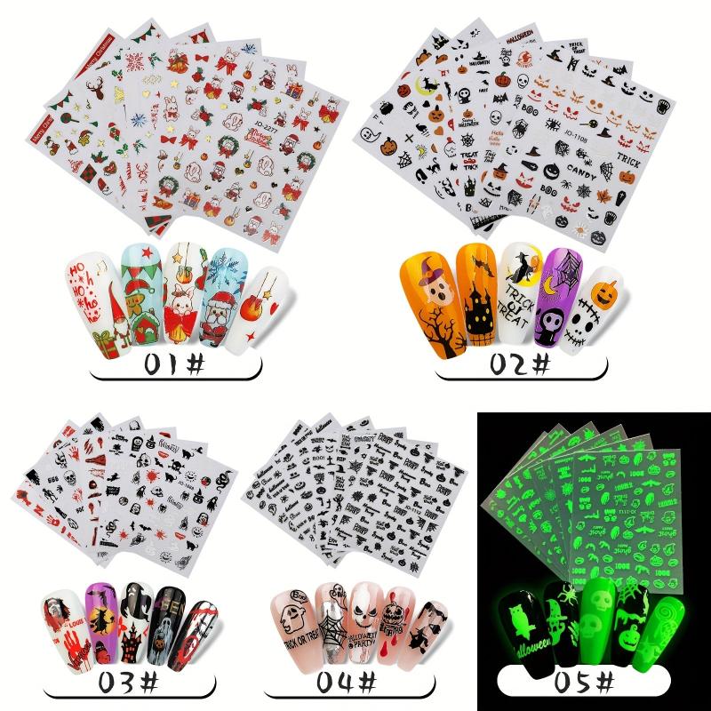 5pcs Halloween Nail Art Stickers Christmas Nail Art Decals Self Adhesive