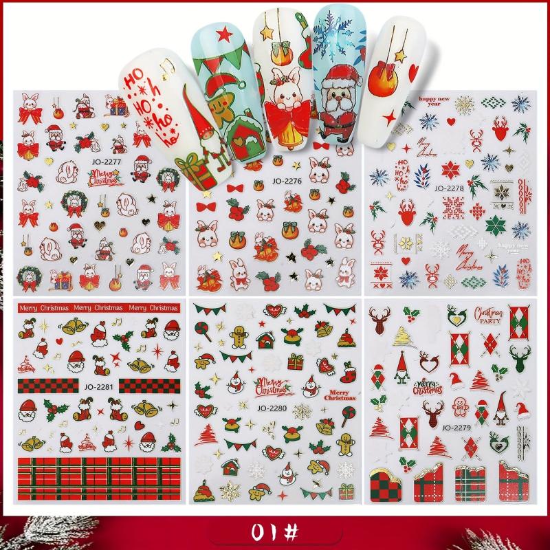 5pcs Halloween Nail Art Stickers Christmas Nail Art Decals Self Adhesive
