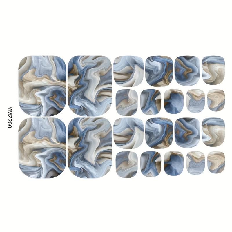 Marble Nail Polish Strips Self Adhesive French Gel Nail Strips with Nail File