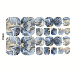 Marble Nail Polish Strips Self Adhesive French Gel Nail Strips with Nail File