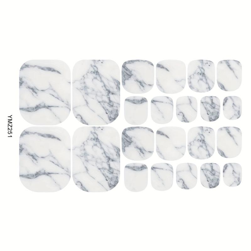 Marble Nail Polish Strips Self Adhesive French Gel Nail Strips with Nail File
