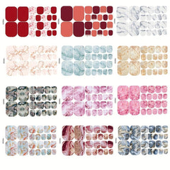 Marble Nail Polish Strips Self Adhesive French Gel Nail Strips with Nail File