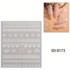5D Embossed Nail Art Stickers for Bride Wedding Use