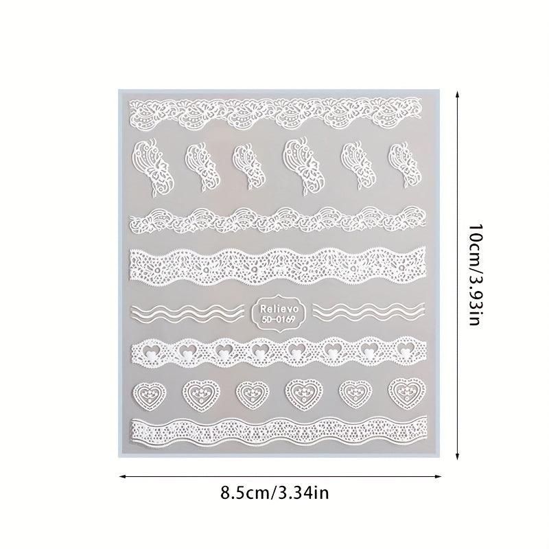 5D Embossed Nail Art Stickers for Bride Wedding Use