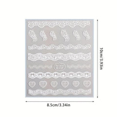 5D Embossed Nail Art Stickers for Bride Wedding Use