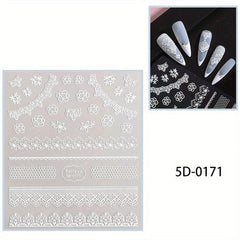 5D Embossed Nail Art Stickers for Bride Wedding Use