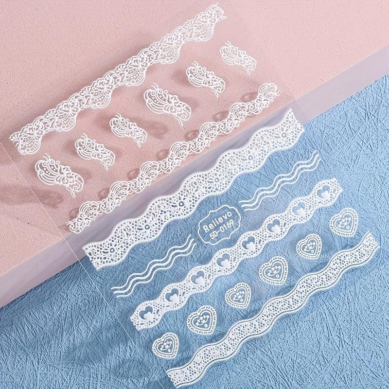 5D Embossed Nail Art Stickers for Bride Wedding Use