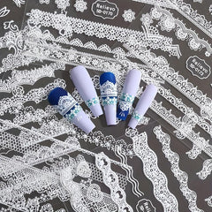 5D Embossed Nail Art Stickers for Bride Wedding Use