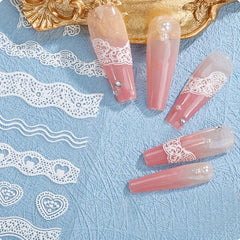 5D Embossed Nail Art Stickers for Bride Wedding Use