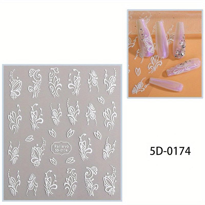 5D Embossed Nail Art Stickers for Bride Wedding Use