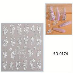 5D Embossed Nail Art Stickers for Bride Wedding Use
