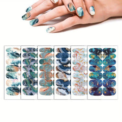 Marbling Print Nail Stickers for Full Nail Wraps - Real Nail Polish Gel Stickers