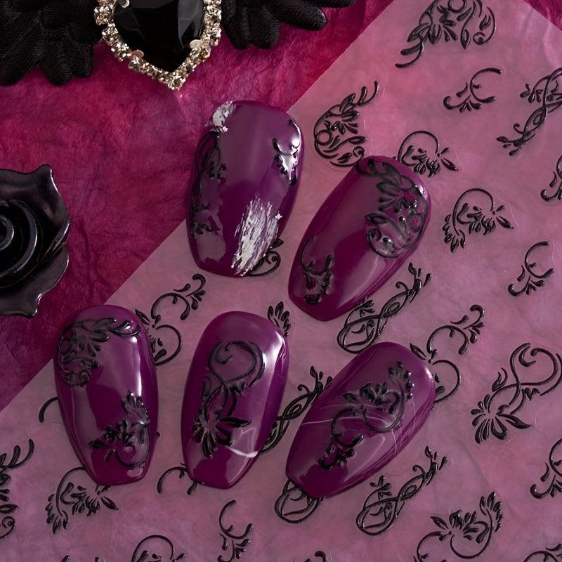 4pcs 3D Flower Nail Art Stickers Self Adhesive Lace Decals