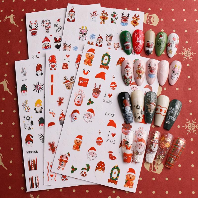 Christmas Nail Art Stickers Snowflake Santa Claus Elk Snowman Nail Decals