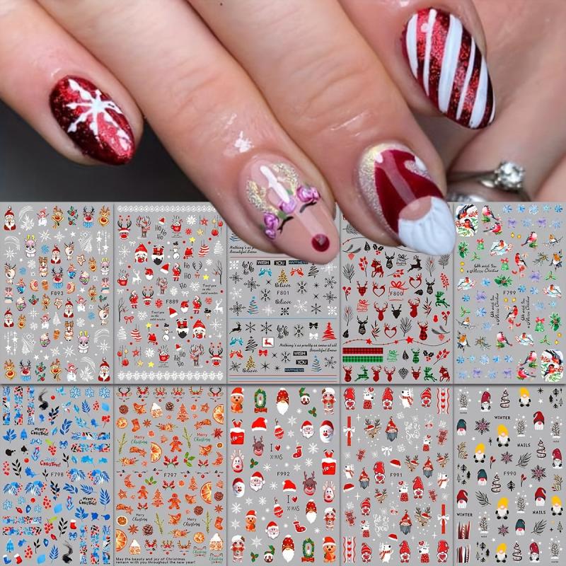 Christmas Nail Art Stickers Snowflake Santa Claus Elk Snowman Nail Decals