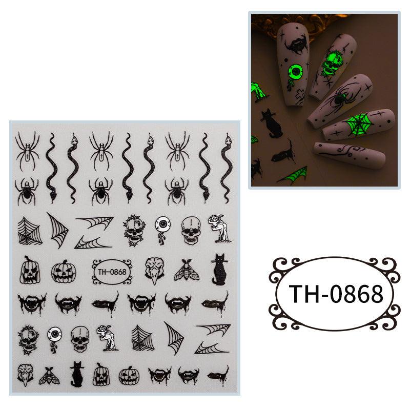 3D Luminous Halloween Nail Stickers - Self Adhesive Nail Art Supplies
