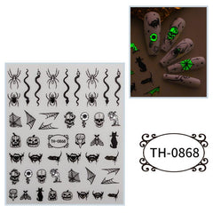 3D Luminous Halloween Nail Stickers - Self Adhesive Nail Art Supplies