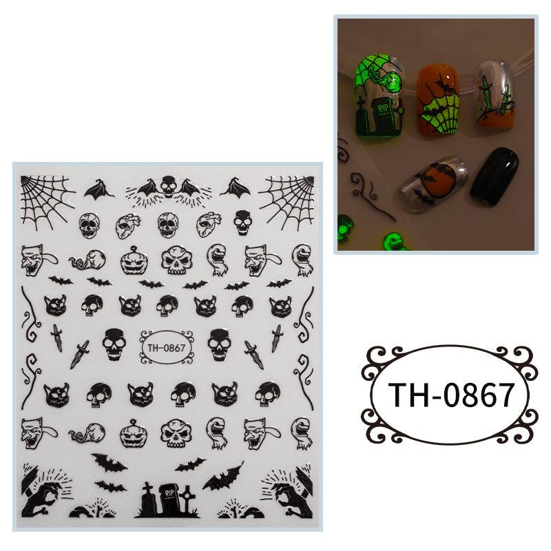 3D Luminous Halloween Nail Stickers - Self Adhesive Nail Art Supplies
