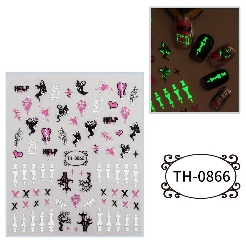 3D Luminous Halloween Nail Stickers - Self Adhesive Nail Art Supplies