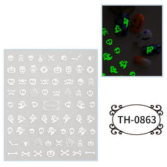 3D Luminous Halloween Nail Stickers - Self Adhesive Nail Art Supplies