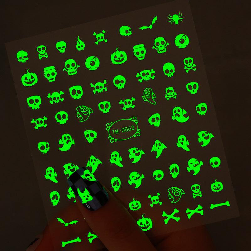 3D Luminous Halloween Nail Stickers - Self Adhesive Nail Art Supplies