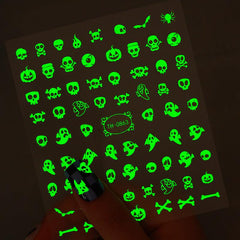 3D Luminous Halloween Nail Stickers - Self Adhesive Nail Art Supplies