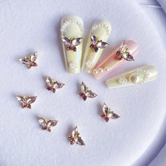 3D Butterfly Nail Charms Crystal Rhinestone 6pcs