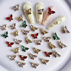 3D Butterfly Nail Charms Crystal Rhinestone 6pcs