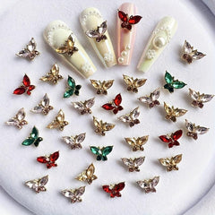 3D Butterfly Nail Charms Crystal Rhinestone 6pcs
