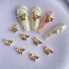 3D Butterfly Nail Charms Crystal Rhinestone 6pcs