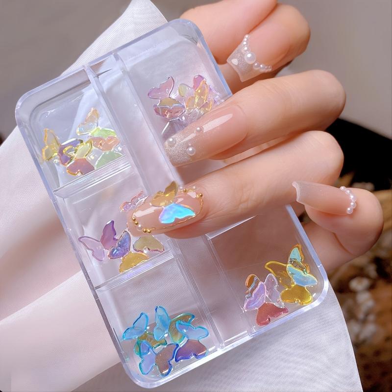 Butterfly Nail Charms with Crystals for Nail Art