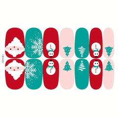 Christmas Nail Polish Stickers, Snowflake Snowman Elk Santa Claus Nail Strips