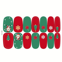 Christmas Nail Polish Stickers, Snowflake Snowman Elk Santa Claus Nail Strips