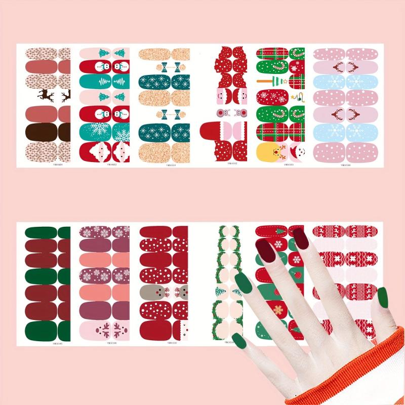 Christmas Nail Polish Stickers, Snowflake Snowman Elk Santa Claus Nail Strips