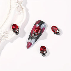 16pcs Halloween Spider Nail Charms Rhinestone 3D Alloy Skull Moon Cross Nail Gem