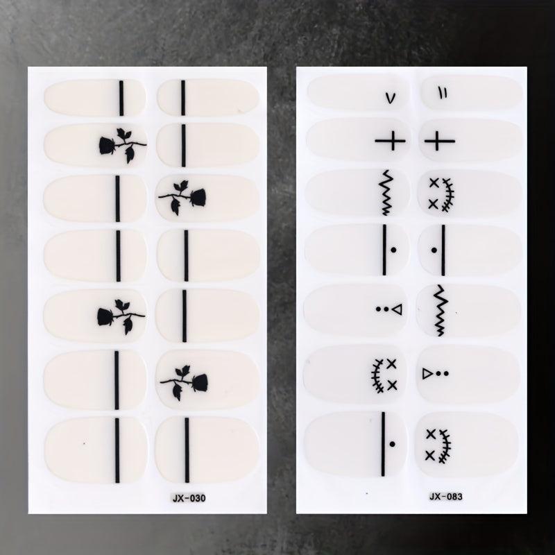 6 Sheets Geometric Line Nail Polish Stickers with 3 Nail Files