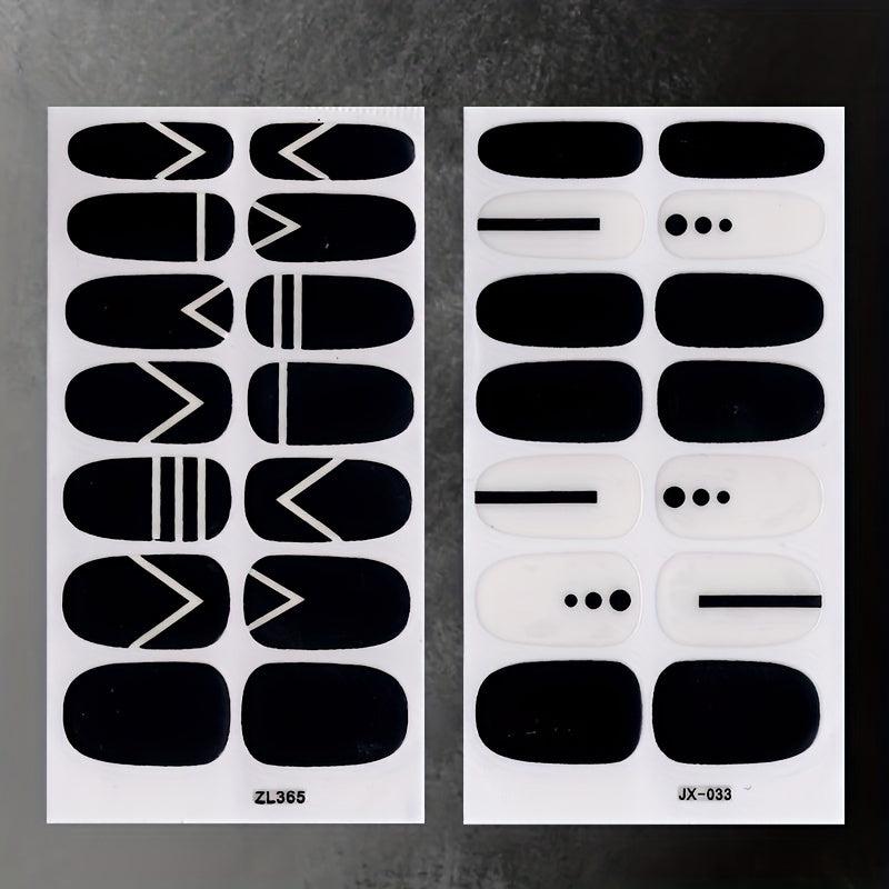 6 Sheets Geometric Line Nail Polish Stickers with 3 Nail Files