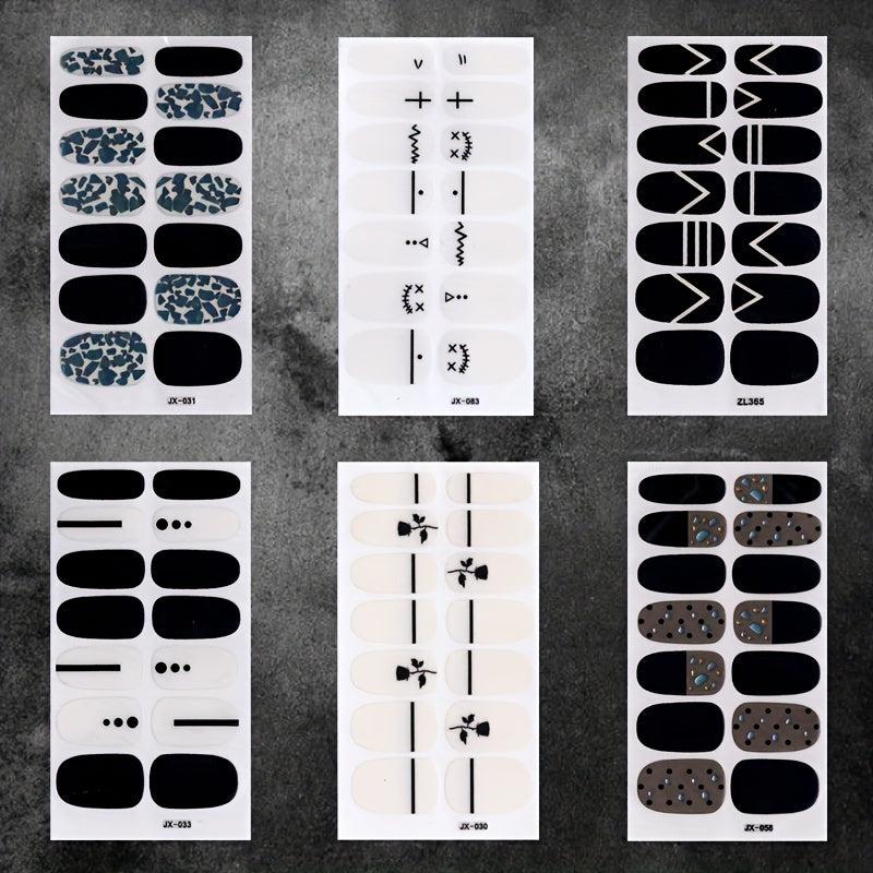 6 Sheets Geometric Line Nail Polish Stickers with 3 Nail Files