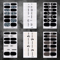 6 Sheets Geometric Line Nail Polish Stickers with 3 Nail Files