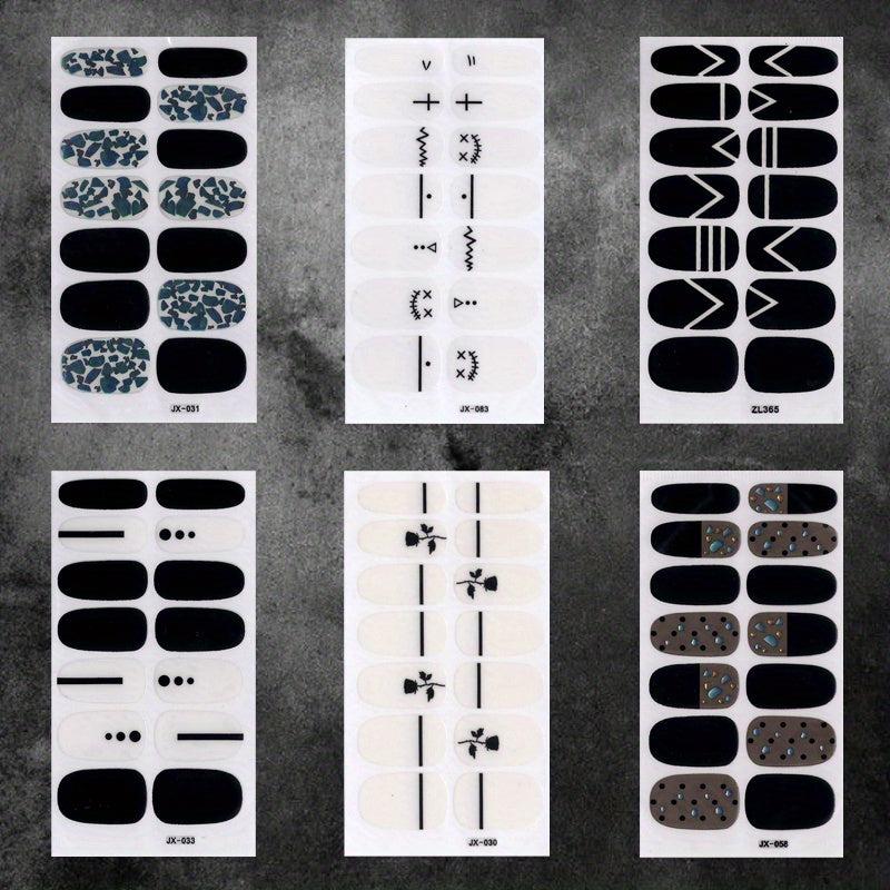6 Sheets Geometric Line Nail Polish Stickers with 3 Nail Files